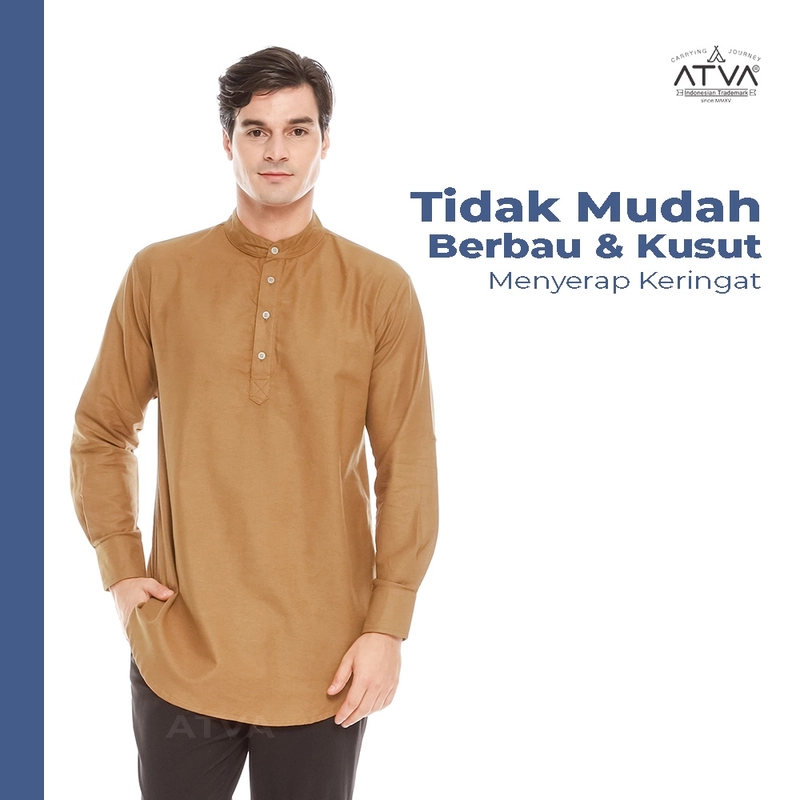 Product image ATVA Baju Koko Pria Linen Tangan Panjang Warna Teracota L all variant